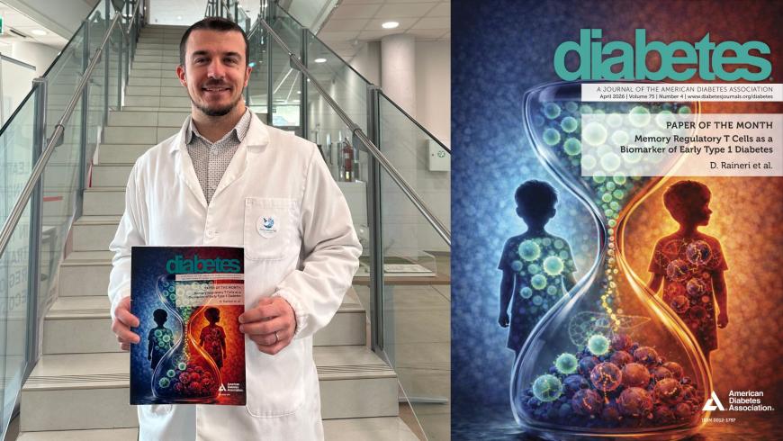 Davide Raineri e la copertina del numero di aprile di Diabetes